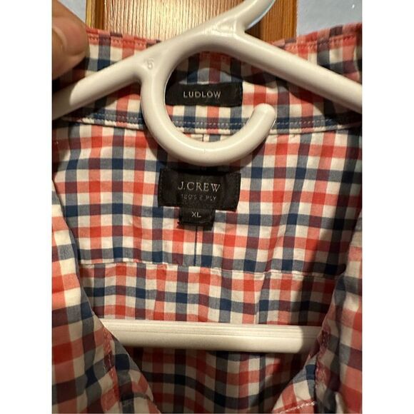 J.CREW Ludlow Fit Men's Button up Shirt Red White Blue Plaid 2ply Cotton Size XL - Picture 5 of 9